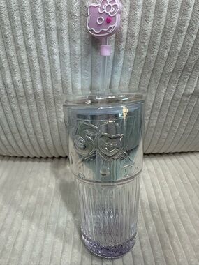 Hello Kitty Cafe Irridescent  glass tumbler-limited edition. New. No box.